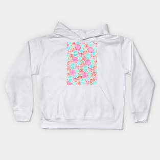 Pastel Tropical Floral Pattern Design with watercolor texture Kids Hoodie